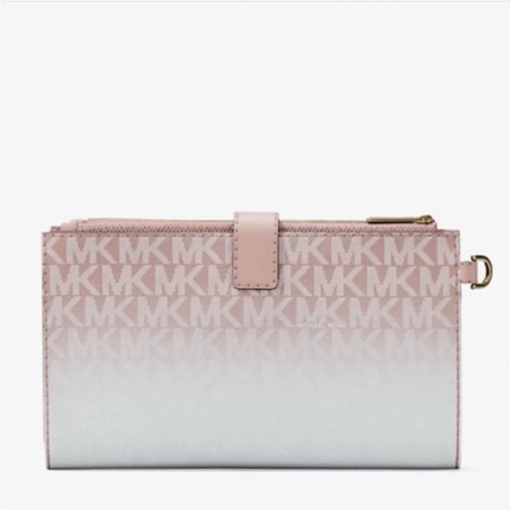 MICHAEL KORS Jet Set Large Ombré Signature Logo Wristlet Phone Holder Wallet